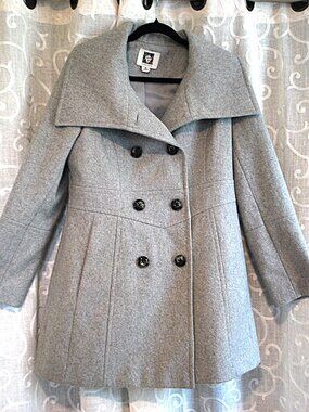 Anne Klein Gray Wool Coat Medium Think Winter